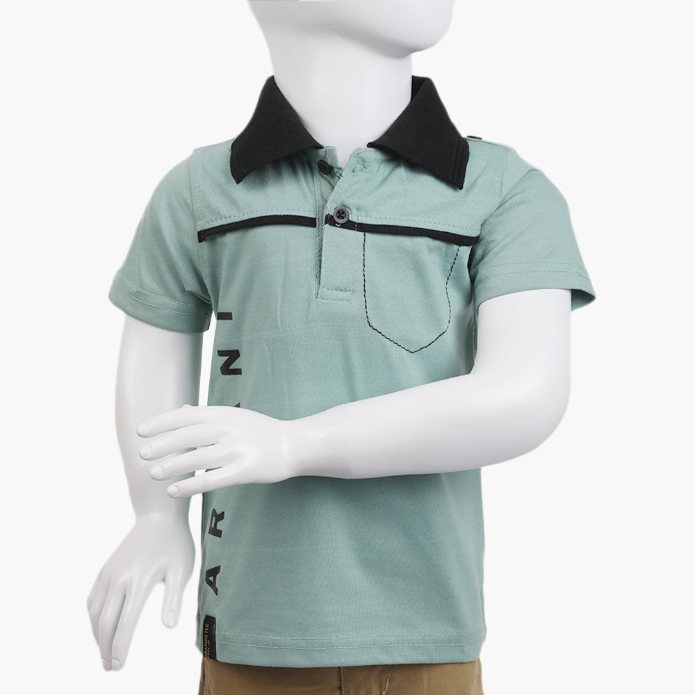 Boys Half Sleeves Polo T-Shirt - Light Green, Boys T-Shirts, Chase Value, Chase Value