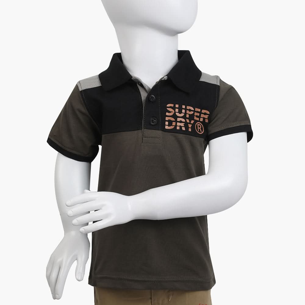 Boys Half Sleeves Polo T-Shirt - Olive Green, Boys T-Shirts, Chase Value, Chase Value