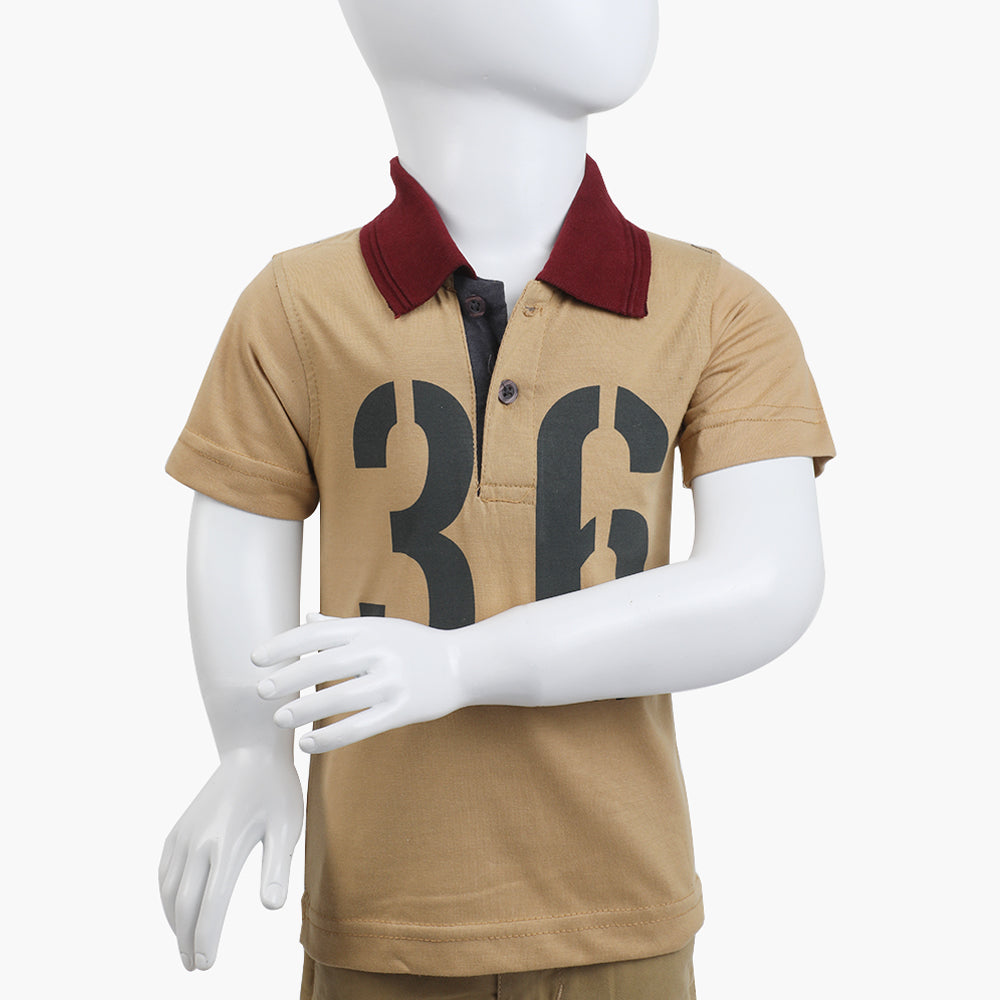 Boys Half Sleeves Polo T-Shirt - Brown, Boys T-Shirts, Chase Value, Chase Value