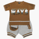 Boys Half Sleeves Short Suit - Dark Brown, Boys Sets & Suits, Chase Value, Chase Value