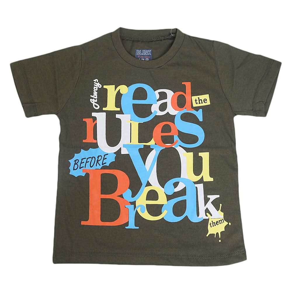 Boys Round Neck Half Sleeves T-Shirt - Dark Green, Kids, Boys T-Shirts, Chase Value, Chase Value