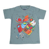 Boys Round Neck Half Sleeves T-Shirt - Steel Green, Kids, Boys T-Shirts, Chase Value, Chase Value