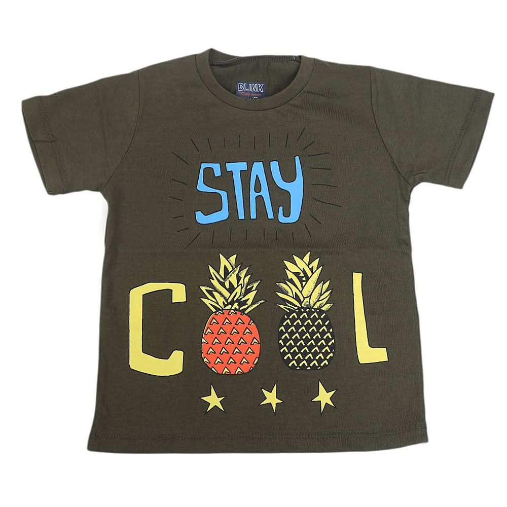 Boys Round Neck Half Sleeves T-Shirt - Dark Green, Kids, Boys T-Shirts, Chase Value, Chase Value