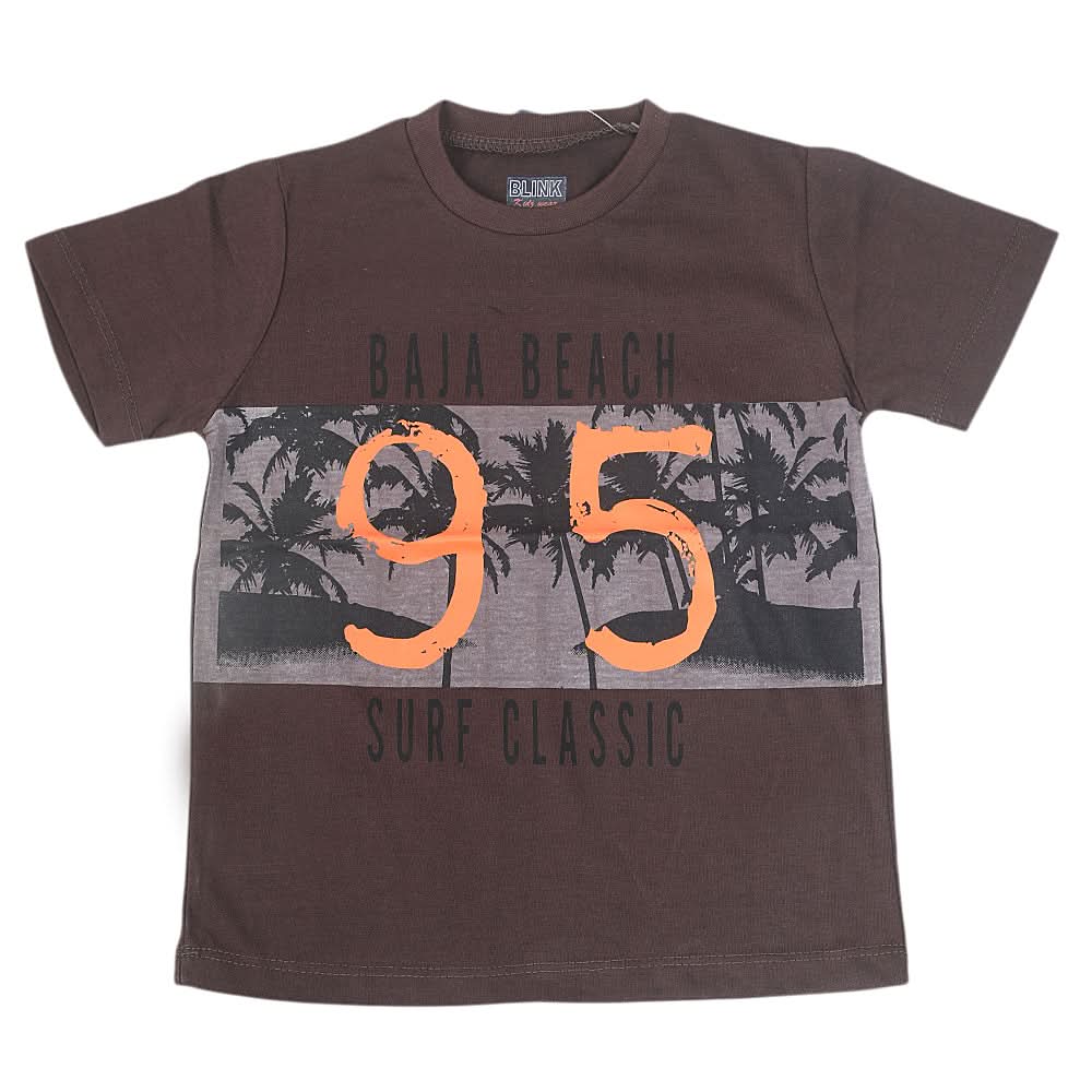 Boys Round Neck Half Sleeves T-Shirt - Brown, Kids, Boys T-Shirts, Chase Value, Chase Value