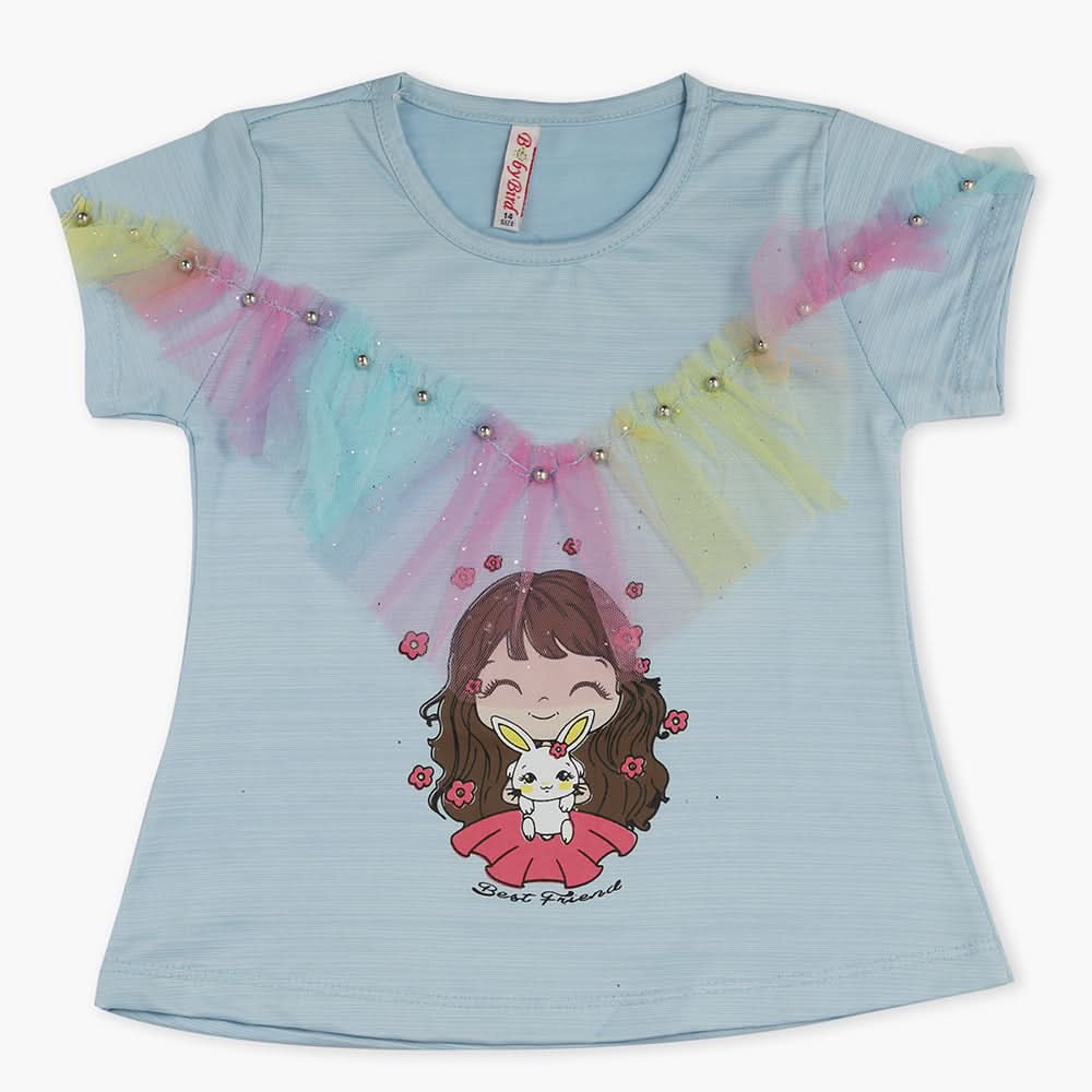 Girls Half Sleeves T-Shirt - Blue, Girls T-Shirts, Chase Value, Chase Value