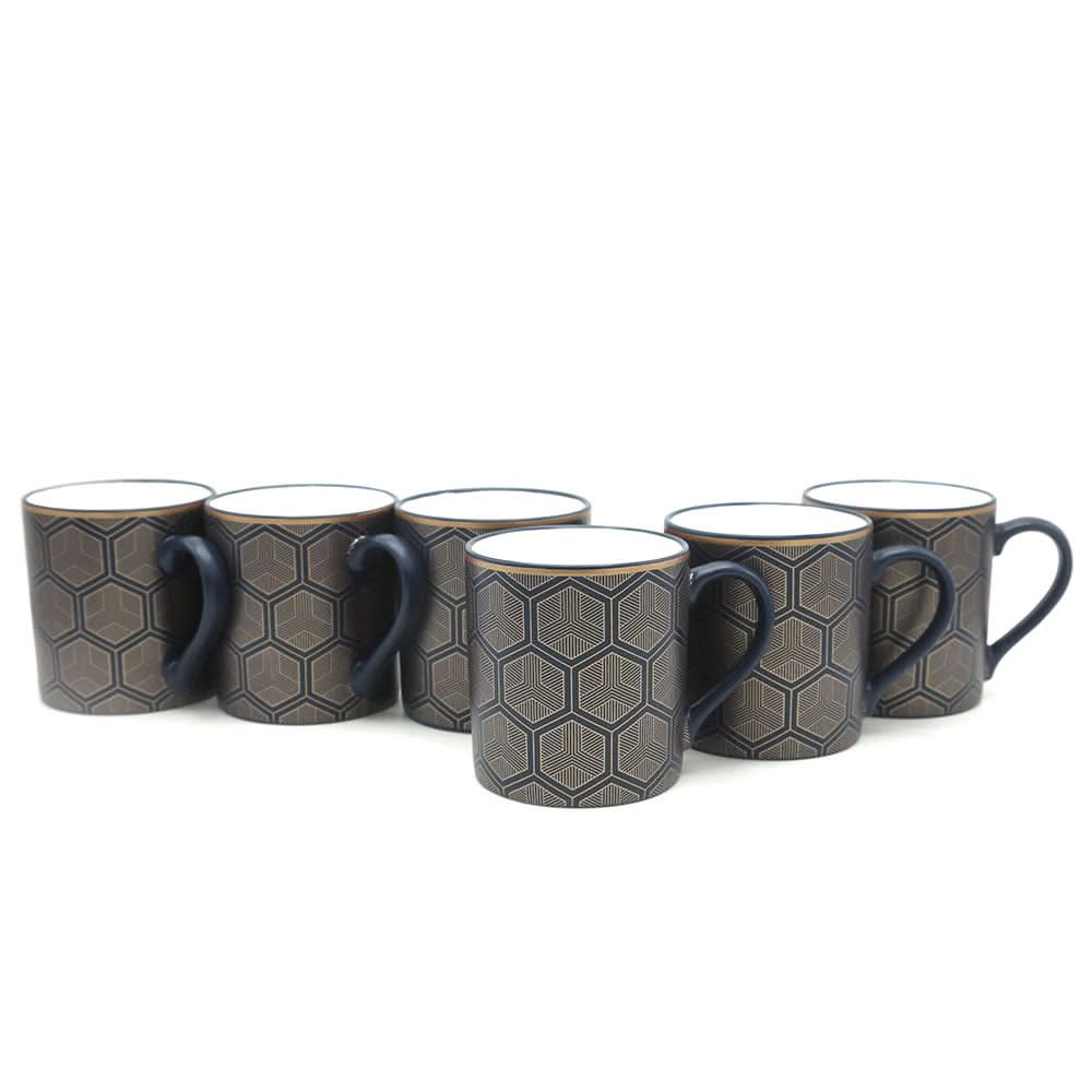 New Bone China 6 Pieces Mug Set - Navy Blue, Home & Lifestyle, Glassware & Drinkware, Chase Value, Chase Value