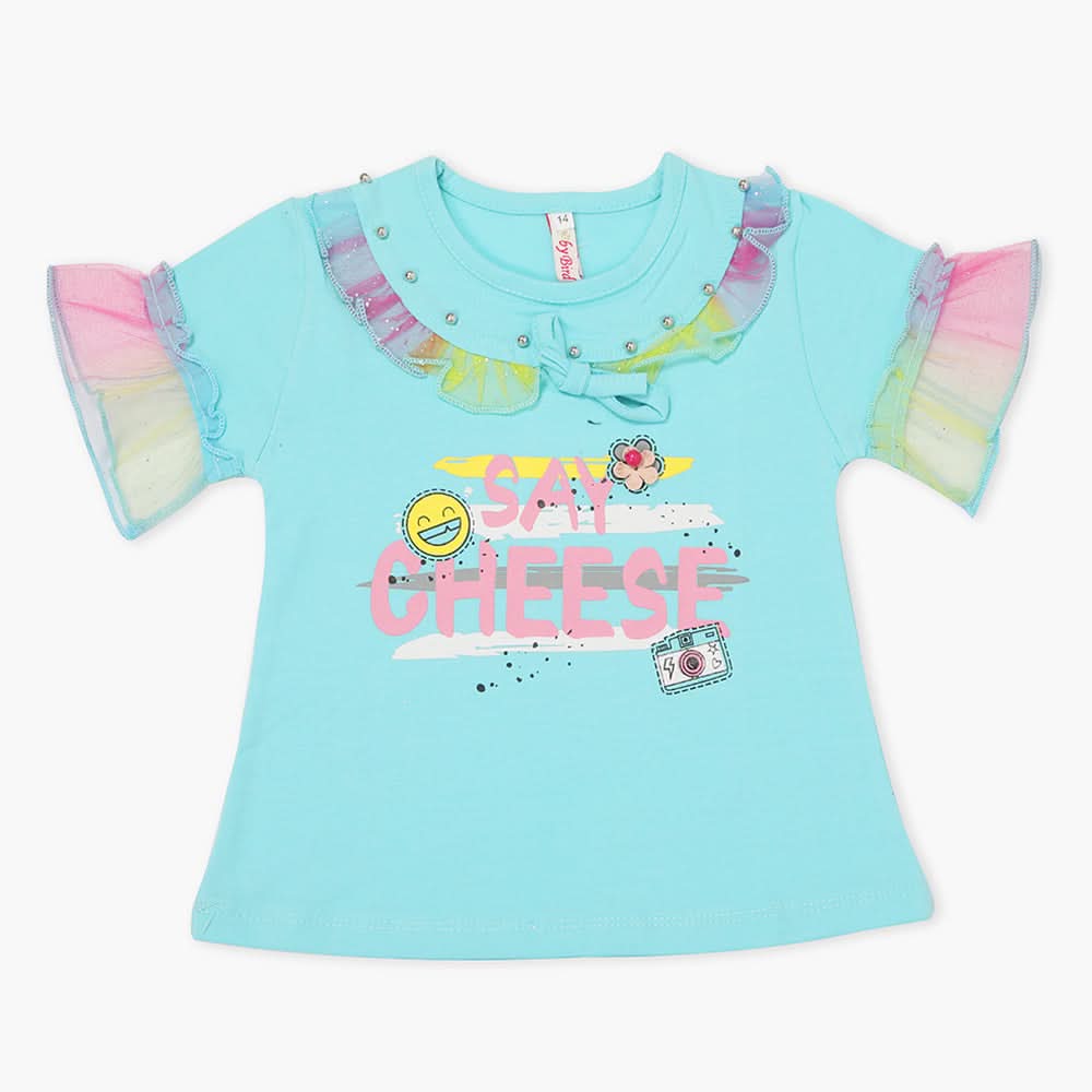 Girls Half Sleeves T-Shirt - Blue, Girls T-Shirts, Chase Value, Chase Value