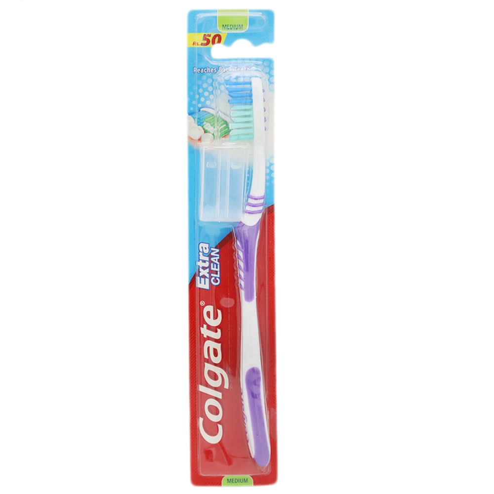 Colgate Tooth Brush Extra Claen With CAP Medium - Purple, Beauty & Personal Care, Oral Care, Chase Value, Chase Value