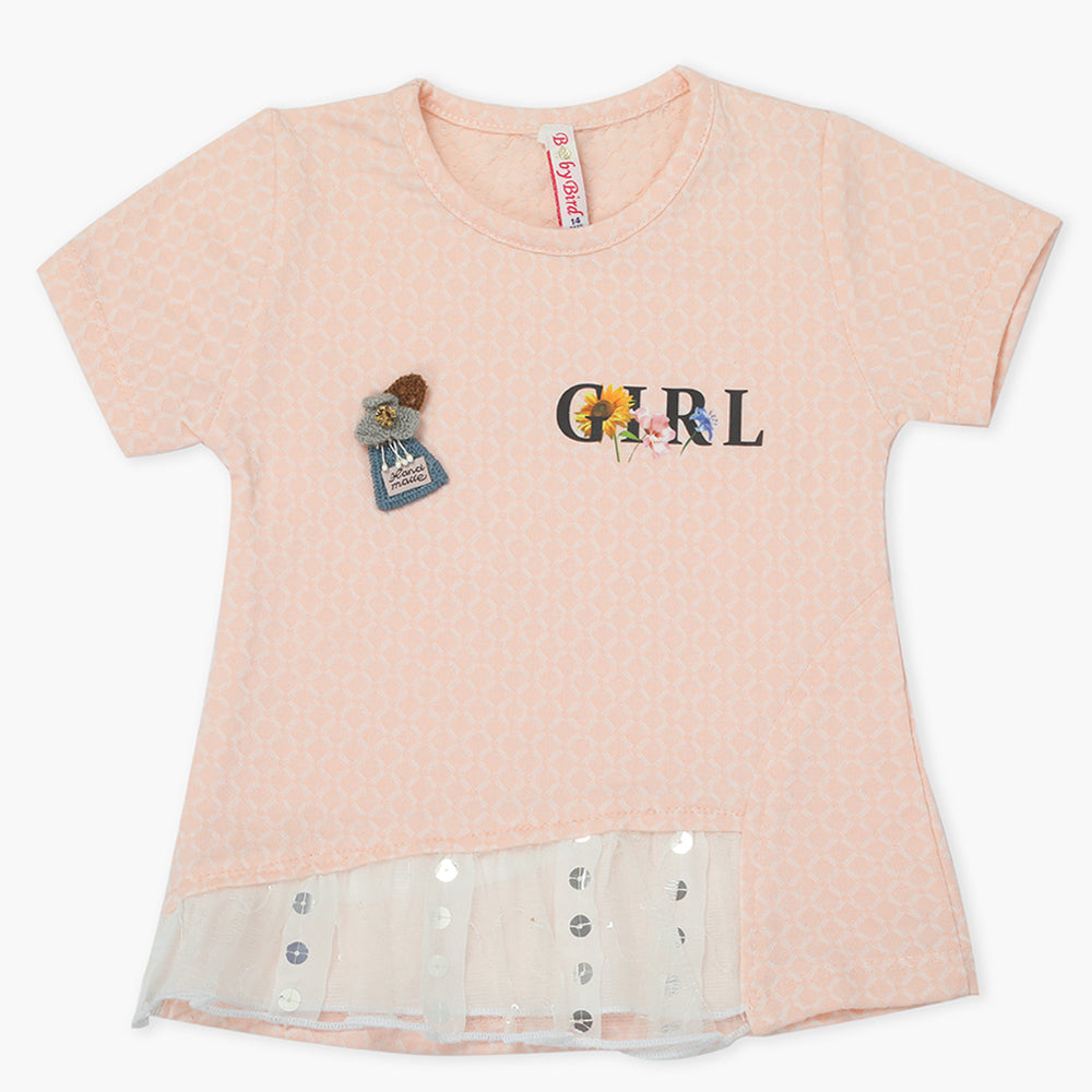 Girls Knitted Tops - Peach, Girls Tops, Chase Value, Chase Value