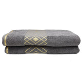 Bath Sheet Greek Border 90x150 - Dark Grey, Home & Lifestyle, Bath Towels, Chase Value, Chase Value