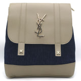 Girls Fancy Backpack H-93 - Beige & Navy Blue, Kids, Kids Bags, Chase Value, Chase Value