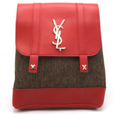 Girls Fancy Backpack H-93 - Red & Dark Brown, Kids, Kids Bags, Chase Value, Chase Value