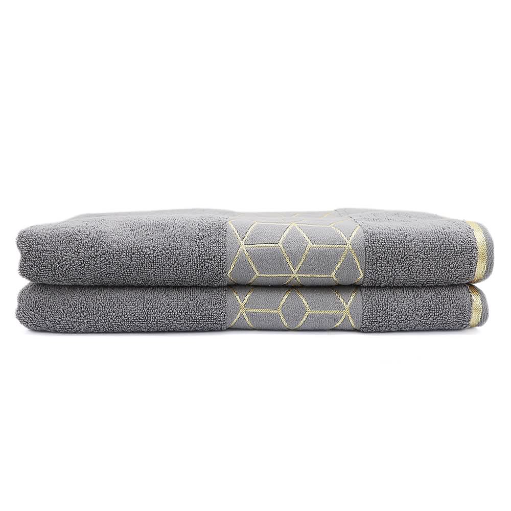 Bath Towel Greek Border - Dark Grey, Home & Lifestyle, Bath Towels, Chase Value, Chase Value