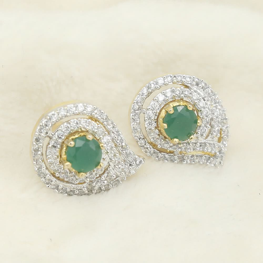 Women's American Diamond Ear Jhumki - Green, Women, Earrings & Tops, Chase Value, Chase Value