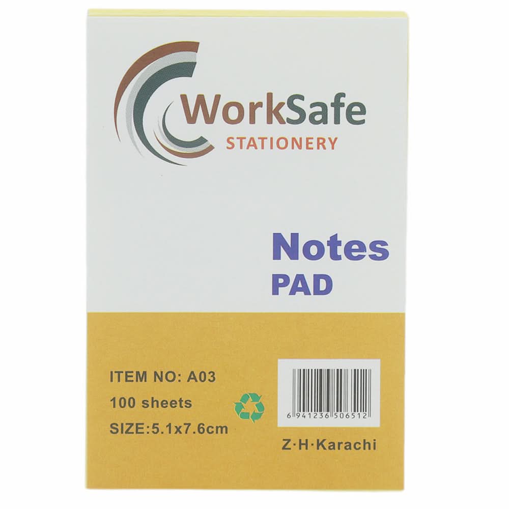 Work Safe Sticky Note, Size 2x3 A-03 - Yellow, Kids, Notebooks And Diaries, Chase Value, Chase Value