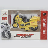 Die Cast Pull Back Metal Motorcycle - Yellow, Kids, Non-Remote Control, Chase Value, Chase Value