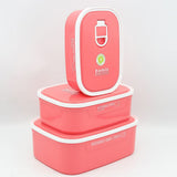Plastic Lunch Box 3 Piece Set 8105 - Pink, Kids, Tiffin Boxes And Bottles, Chase Value, Chase Value