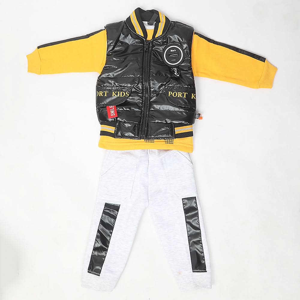Boys 3 Piece Full Sleeves Suit - Yellow, Kids, Boys Sets And Suits, Chase Value, Chase Value