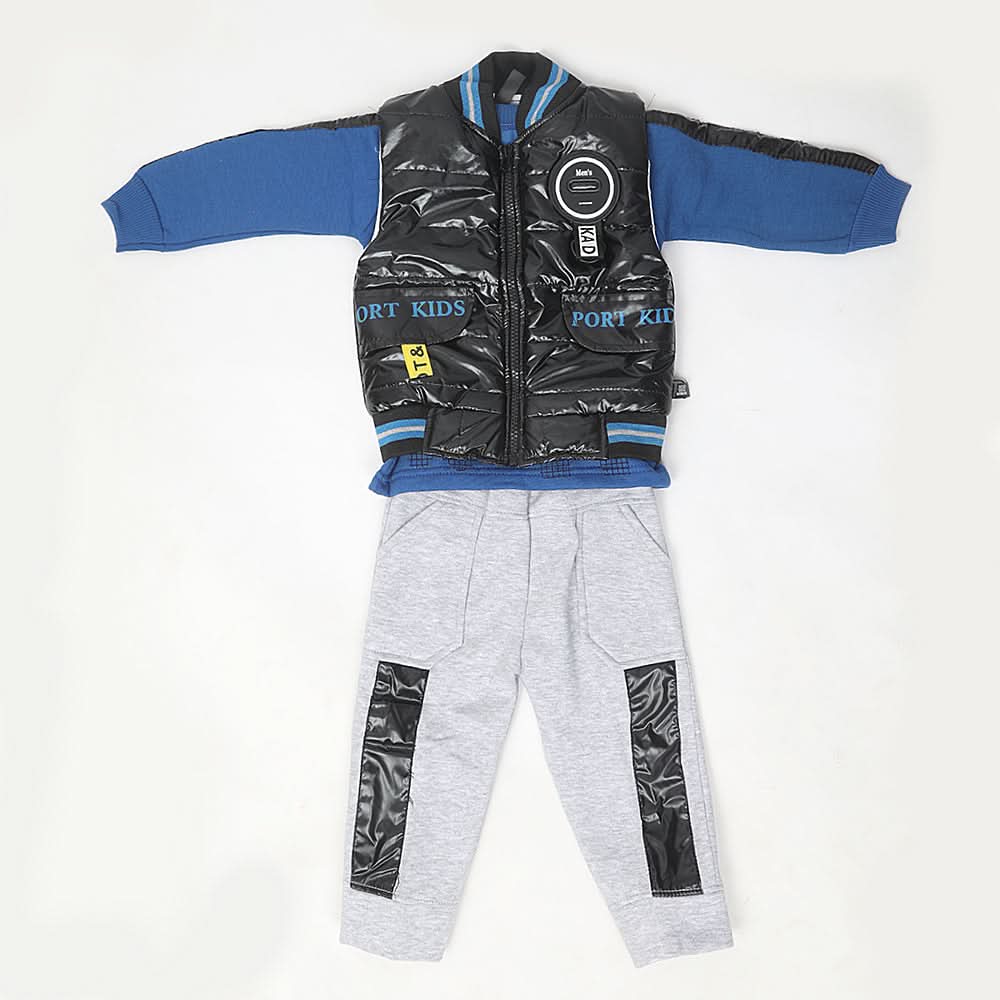 Boys 3 Piece Full Sleeves Suit - Blue, Kids, Boys Sets And Suits, Chase Value, Chase Value