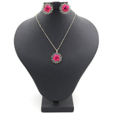 Women's Flower Locket Set - Pink, Women, Jewellery Set, Chase Value, Chase Value