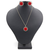 Women's Flower Locket Set - Red, Women, Jewellery Set, Chase Value, Chase Value