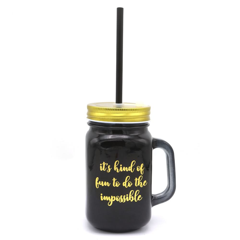 Kleeyo Mason Jar Bold 450ml - Black, Home & Lifestyle, Glassware & Drinkware, Chase Value, Chase Value