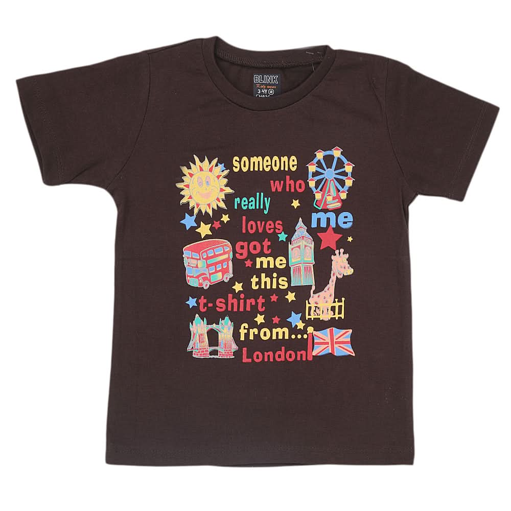 Boys Half Sleeves Jersey T-Shirt 4133 - Brown, Kids, Boys T-Shirts, Chase Value, Chase Value