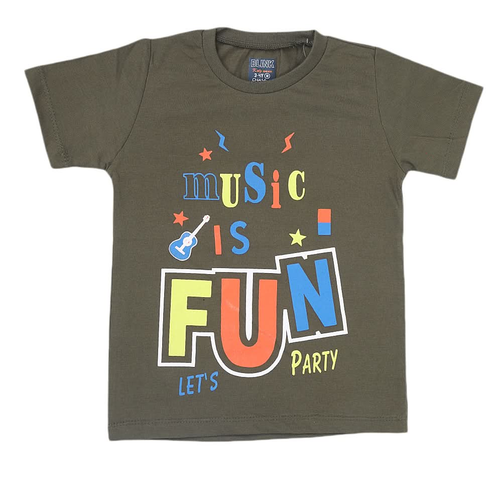 Boys Half Sleeves Jersey T-Shirt 4126 - Olive Green, Kids, Boys T-Shirts, Chase Value, Chase Value