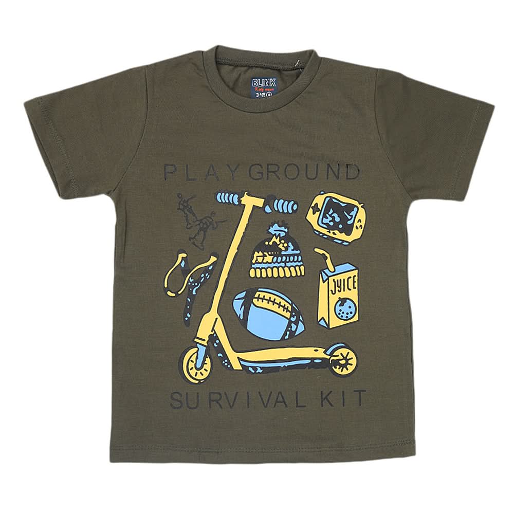 Boys Half Sleeves Jersey T-Shirt 4125 - Olive Green, Kids, Boys T-Shirts, Chase Value, Chase Value