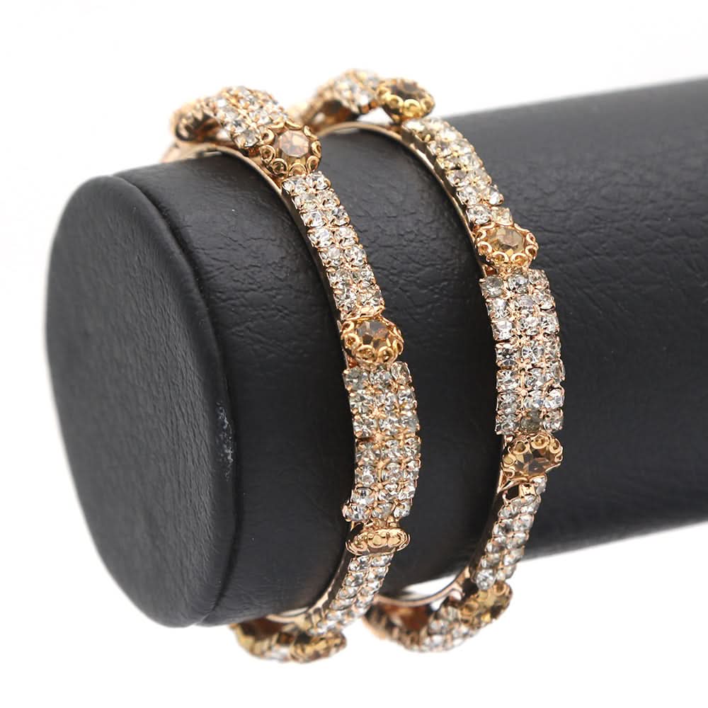 Girl's Setting Bangles 2Pc - Golden, Kids, Bangles & Bracelet, Chase Value, Chase Value
