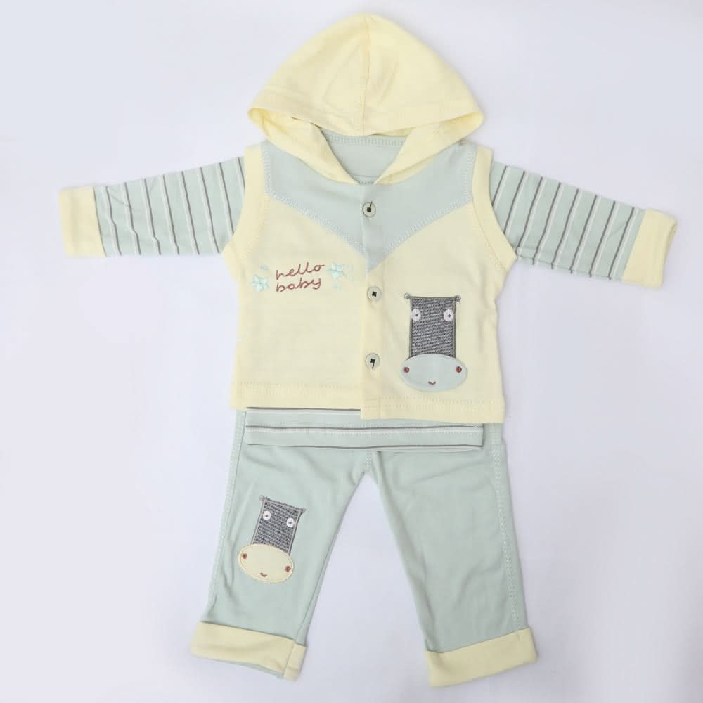 Newborn Boys Full Sleeves Hooded Suit - Yellow, Kids, NB Boys Sets And Suits, Chase Value, Chase Value