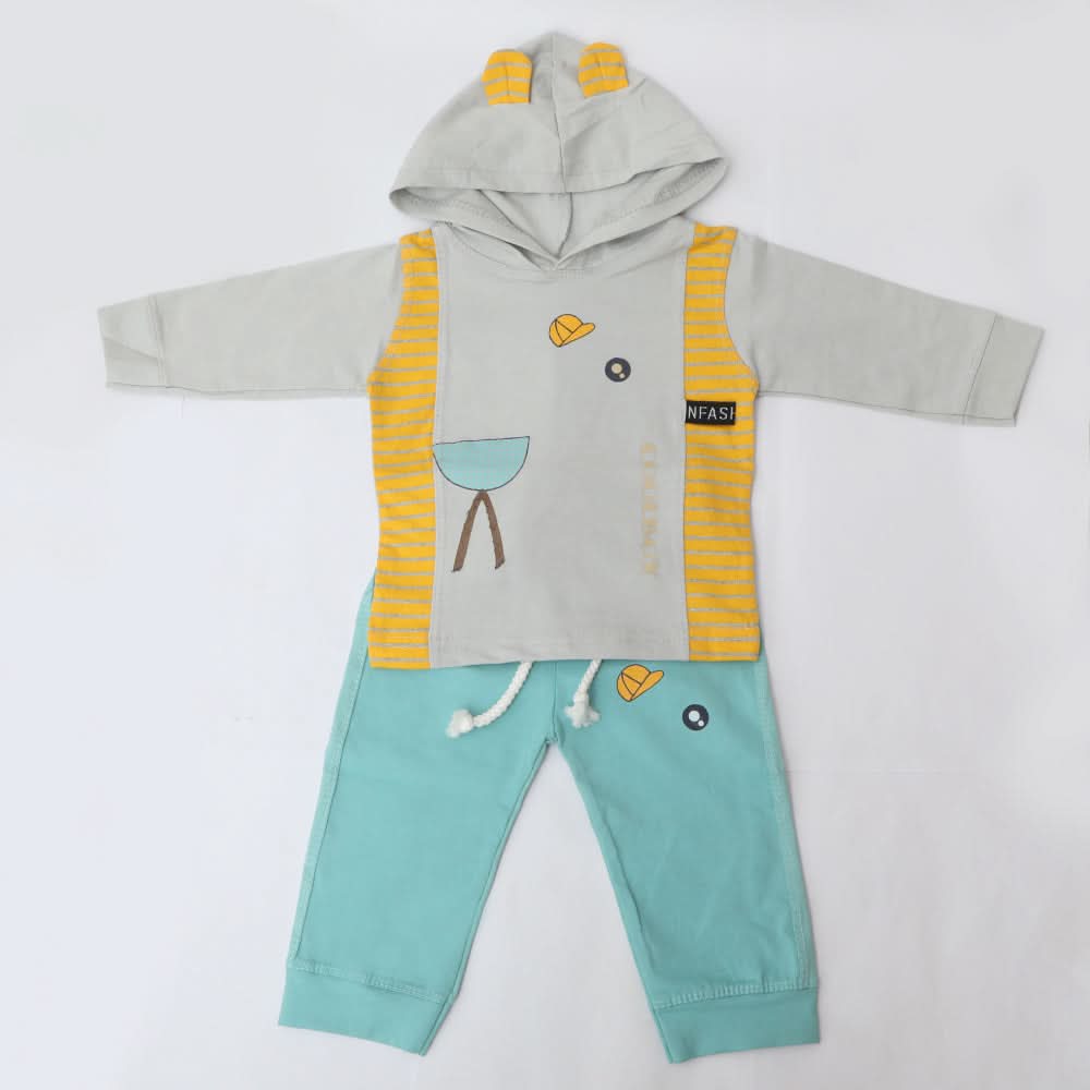 Newborn Boys Full Sleeves Hooded Suit - Grey, Kids, NB Boys Sets And Suits, Chase Value, Chase Value