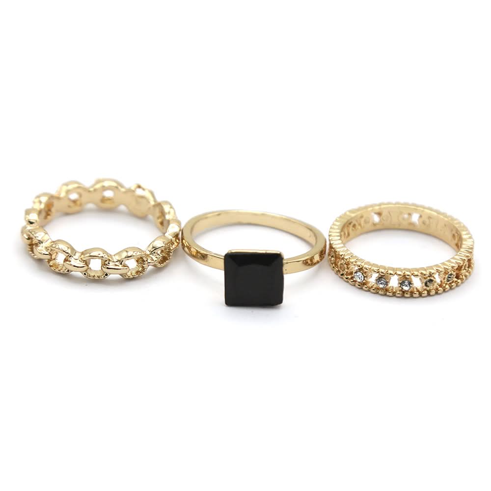 Women's Ring 3Pc - Black, Women, Finger Rings, Chase Value, Chase Value