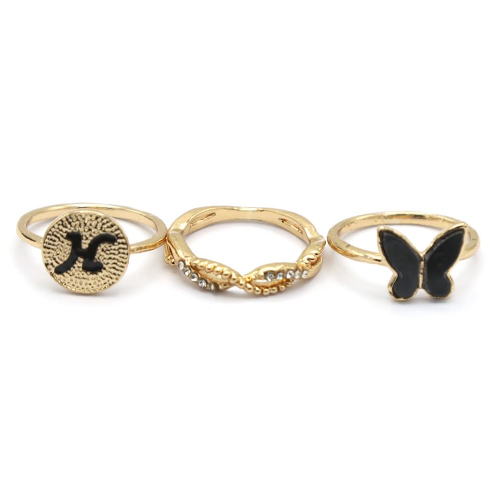 Women's Ring 3Pc - Black, Women, Finger Rings, Chase Value, Chase Value
