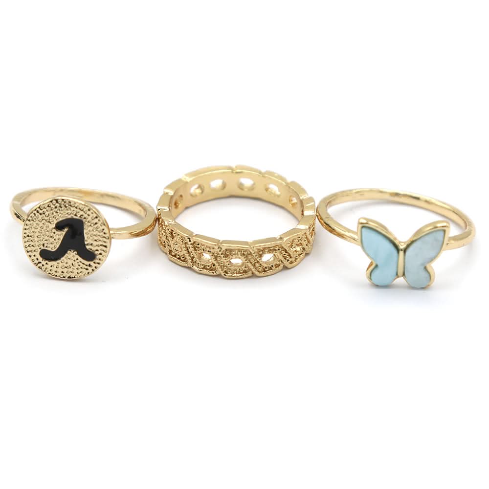 Women's Ring 3Pc - Cyan, Women, Finger Rings, Chase Value, Chase Value