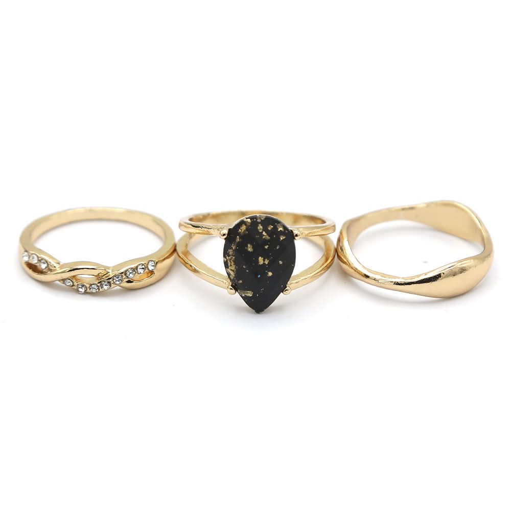 Women's Ring 3Pc - Black, Women, Finger Rings, Chase Value, Chase Value