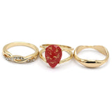 Women's Ring 3Pc - Red, Women, Finger Rings, Chase Value, Chase Value