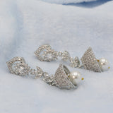 Women's American Diamond Fancy Jhumki - Silver, Women, Earrings & Tops, Chase Value, Chase Value