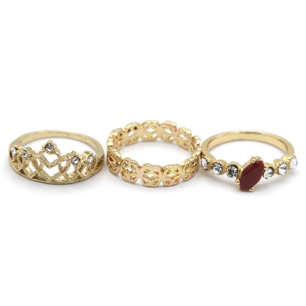 Women's Ring 3Pc - Maroon, Women, Finger Rings, Chase Value, Chase Value