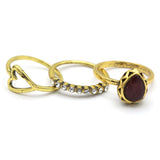 Women's Ring 3Pc - Maroon, Women, Finger Rings, Chase Value, Chase Value