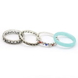 Women's Ring 4Pc - Cyan, Women, Finger Rings, Chase Value, Chase Value