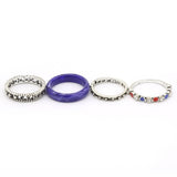Women's Ring 4Pc - Purple, Women, Finger Rings, Chase Value, Chase Value