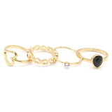Women's Ring 4Pc - Black, Women, Finger Rings, Chase Value, Chase Value