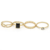 Women's Ring 4Pc - Black, Women, Finger Rings, Chase Value, Chase Value