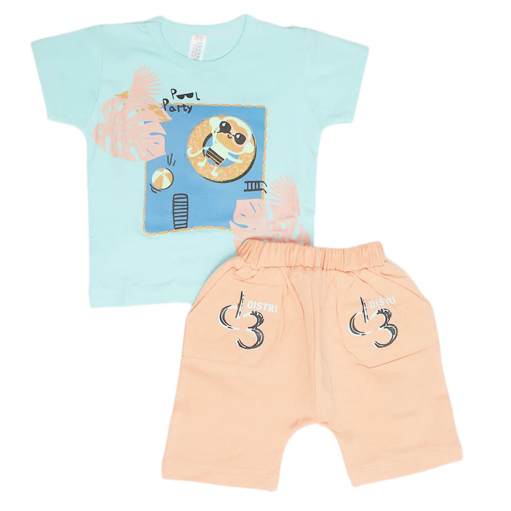 Newborn Boys Half Sleeves Suit - Cyan, Kids, Newborn Boys Sets And Suits, Chase Value, Chase Value