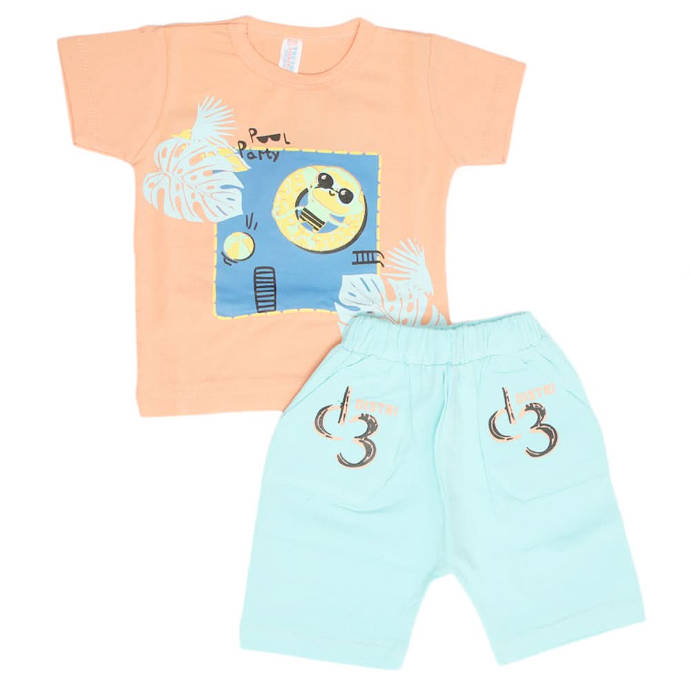 Newborn Boys Half Sleeves Suit - Peach, Kids, Newborn Boys Sets And Suits, Chase Value, Chase Value