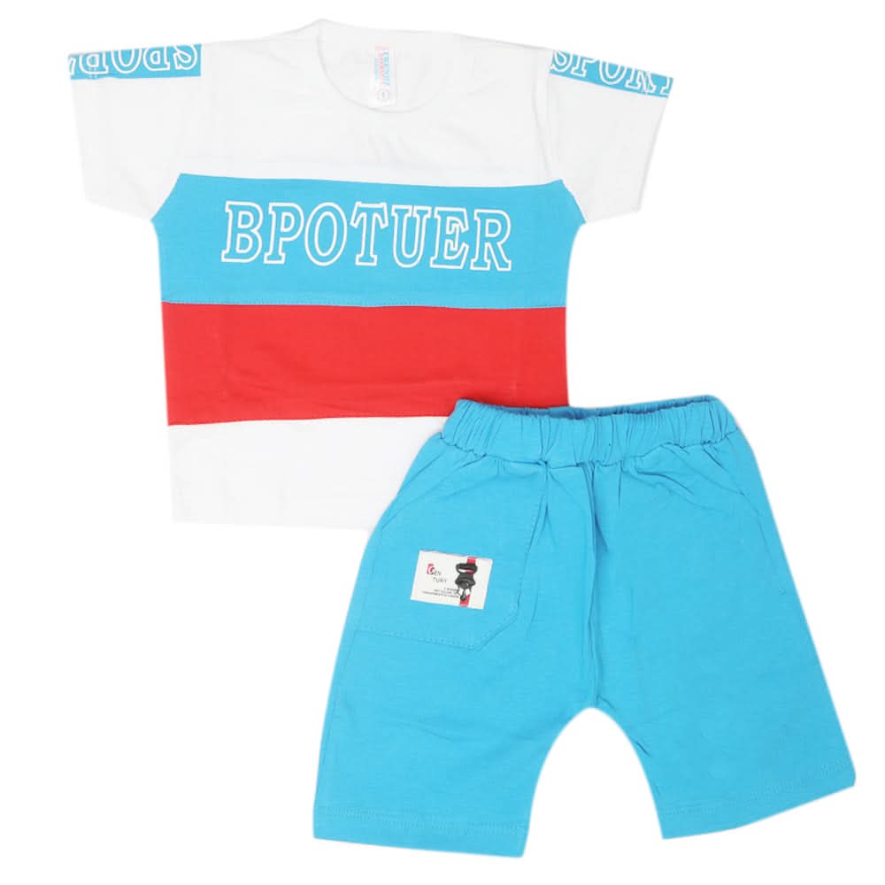 Newborn Boys Half Sleeves Suit - Blue, Kids, Newborn Boys Sets And Suits, Chase Value, Chase Value