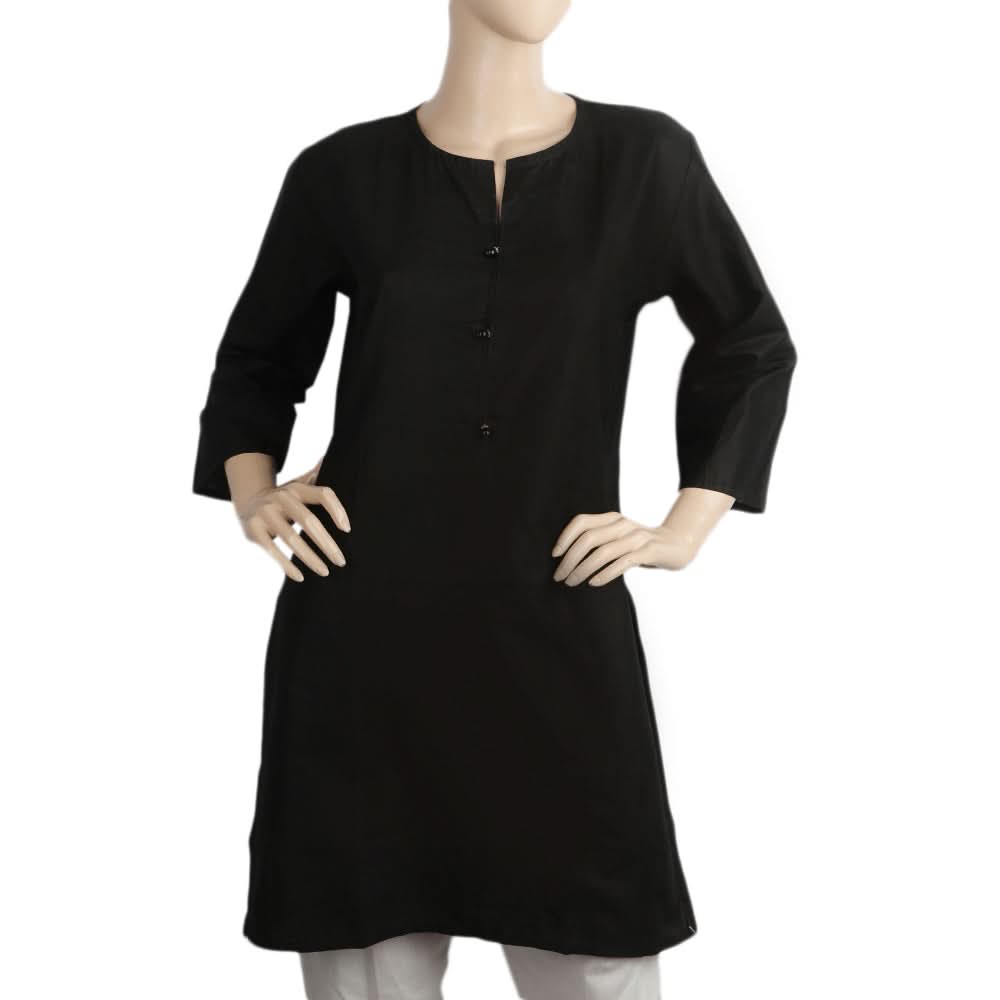 Women's Plain Kurti - Black, Women, Ready Kurtis, Chase Value, Chase Value