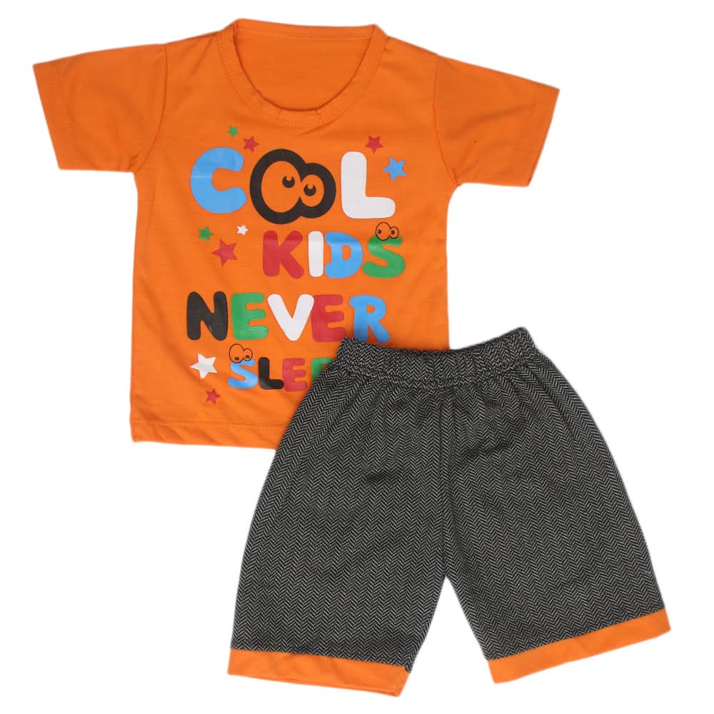 Boys Half Sleeves Short Suit - Orange, Kids, Boys Sets And Suits, Chase Value, Chase Value