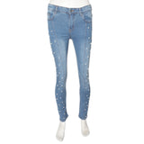 Women's Pearls Denim Pant - Blue, Women, Pants & Tights, Chase Value, Chase Value